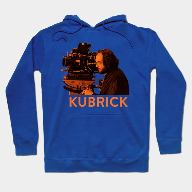 An Orange Stanley Kubrick Behind the Camera Hoodie by Nefarioso